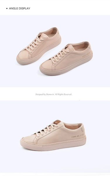 Women's Luxury Designer Leather Sheepskin Flat Sneakers