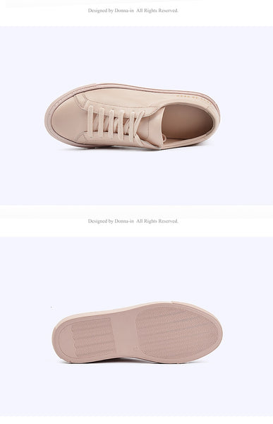 Women's Luxury Designer Leather Sheepskin Flat Sneakers