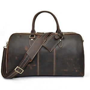 Men's Retro Genuine Leather Luxury Weekender Duffle