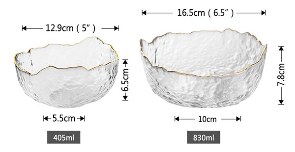 Unique Luxury Gold Rim Glass Salad Bowl Set