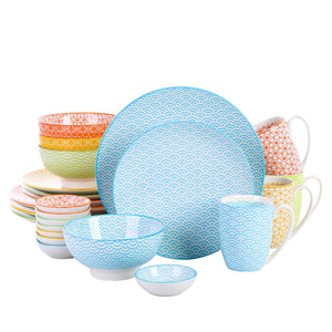 24-Piece Porcelain Dinnerware Plate Bowl Mug Set