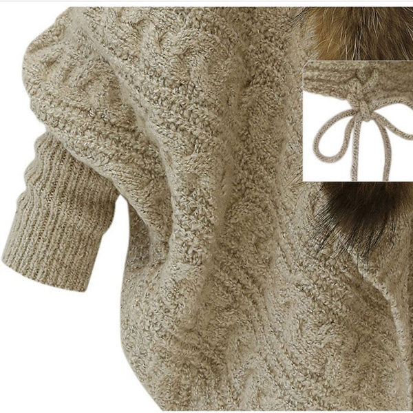 Women's Fur Collar Crochet Cardigan