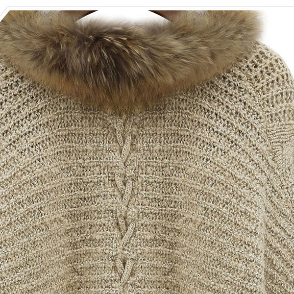 Women's Fur Collar Crochet Cardigan