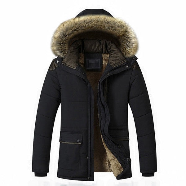 Men's Down Winter Jacket with Fur Hood