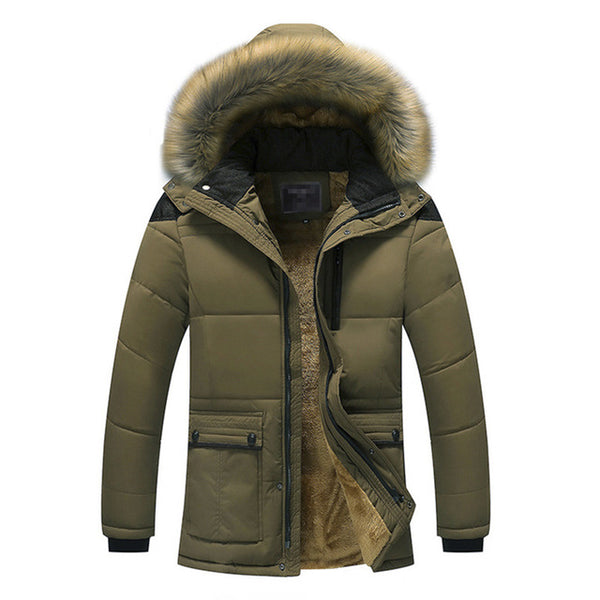 Men's Down Winter Jacket with Fur Hood