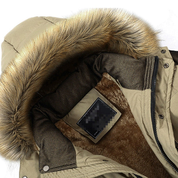 Men's Down Winter Jacket with Fur Hood