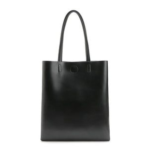 Luxury Top Handle Black Leather Bucket Tote