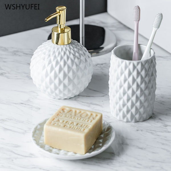 Modern Elegant European Textured Ceramic Bathroom Set