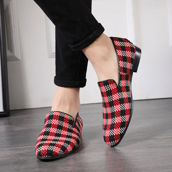 Men's Stylish Gingham Check Slip On Loafers