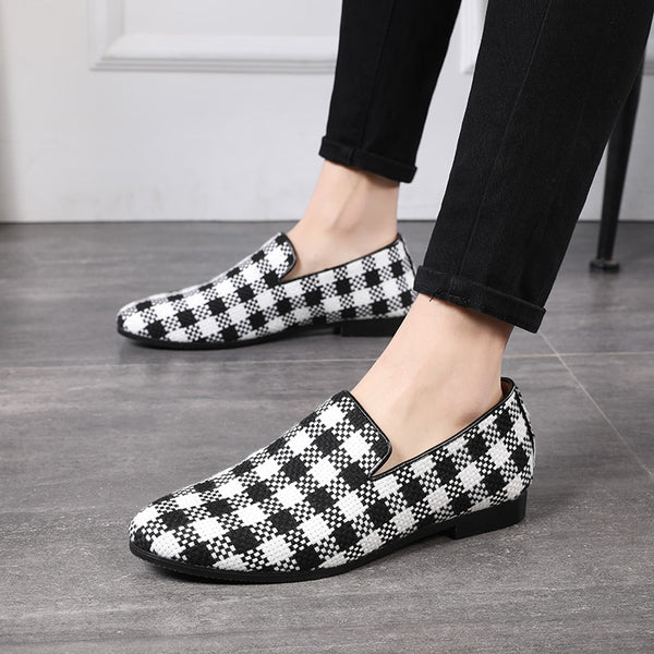 Men's Stylish Gingham Check Slip On Loafers