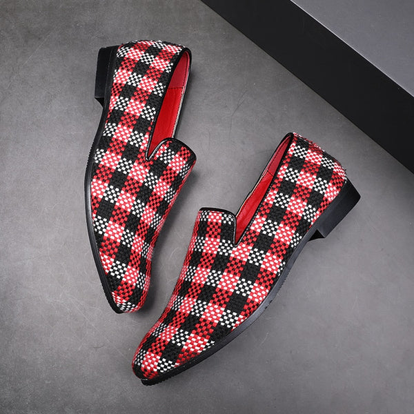 Men's Stylish Gingham Check Slip On Loafers