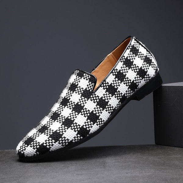 Men's Stylish Gingham Check Slip On Loafers