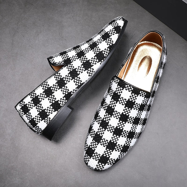 Men's Stylish Gingham Check Slip On Loafers