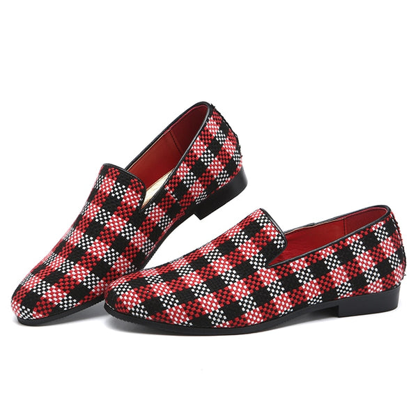 Men's Stylish Gingham Check Slip On Loafers