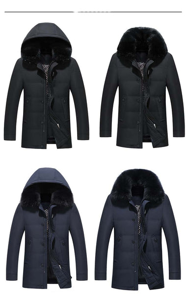 Men's Luxury Fur Collar Duck Down Winter Jacket