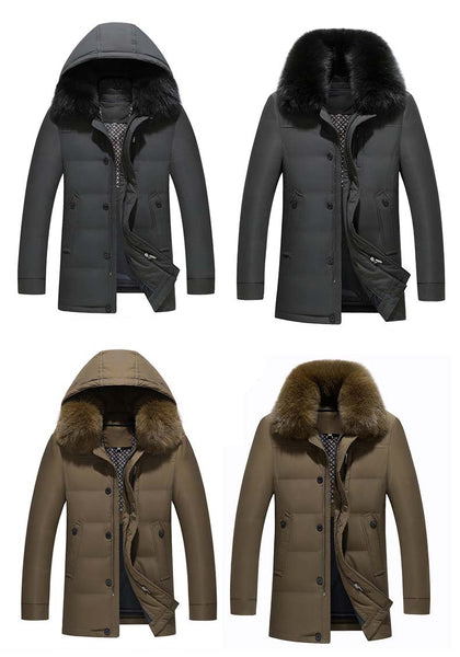 Men's Luxury Fur Collar Duck Down Winter Jacket