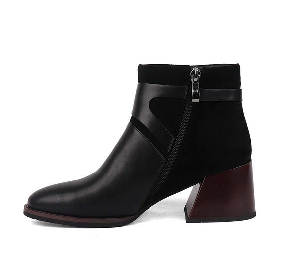 Women's Monk Strap Leather Ankle Boots