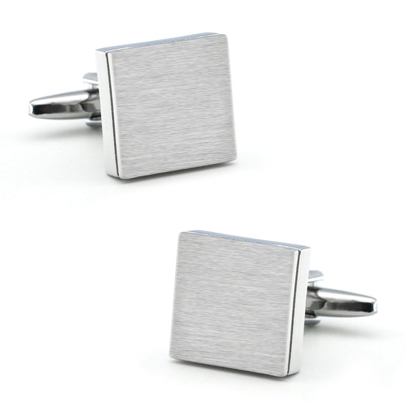 Elegant Brushed Square Tile Cuff Links for French Cuffed Shirt