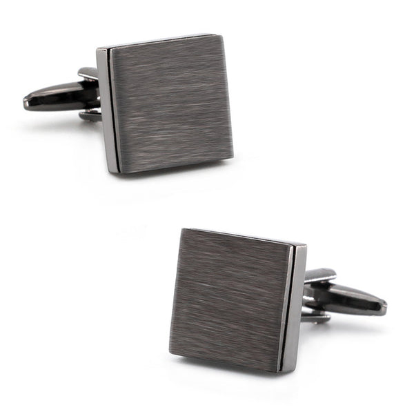 Elegant Brushed Square Tile Cuff Links for French Cuffed Shirt