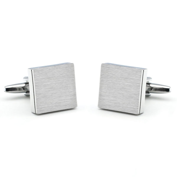 Elegant Brushed Square Tile Cuff Links for French Cuffed Shirt