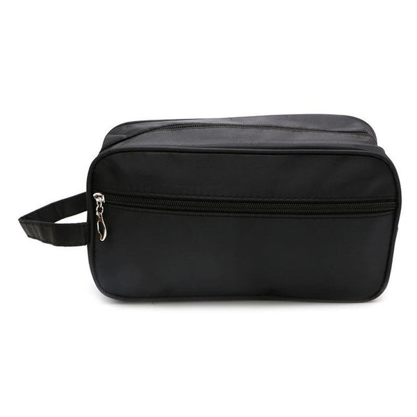 Men's Nylon Leather Toiletry Travel Bag w Zipper and Strap