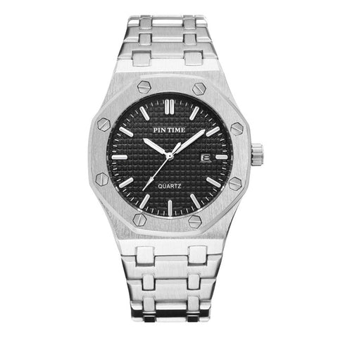 Men's Octagonal Icon Textured Face Date Watch