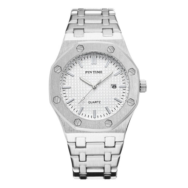 Men's Octagonal Icon Textured Face Date Watch