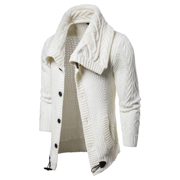 Men's Luxury Wide Lapel Wool Knit Cardigan Sweater Jacket