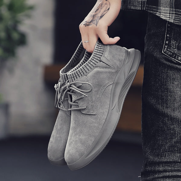 Men's Suede Streetwear Elastic Lace Up Sneakers