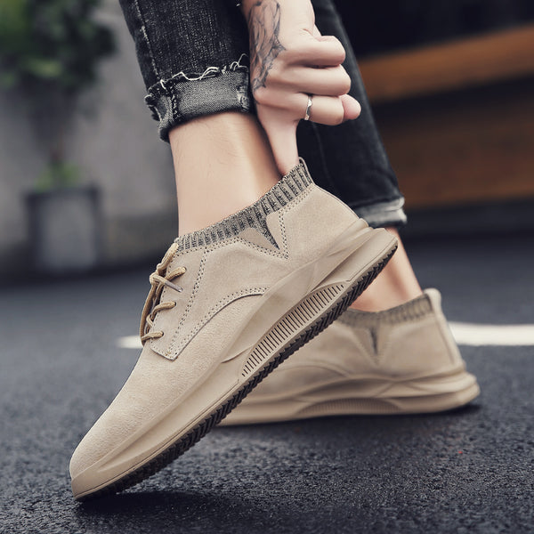 Men's Suede Streetwear Elastic Lace Up Sneakers