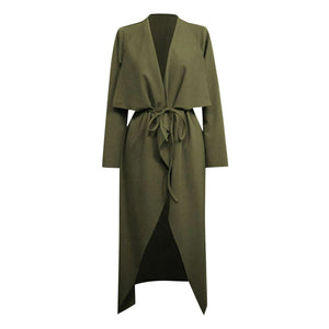 Women's Minimalist Long Sleeve Olive Wrap Dress