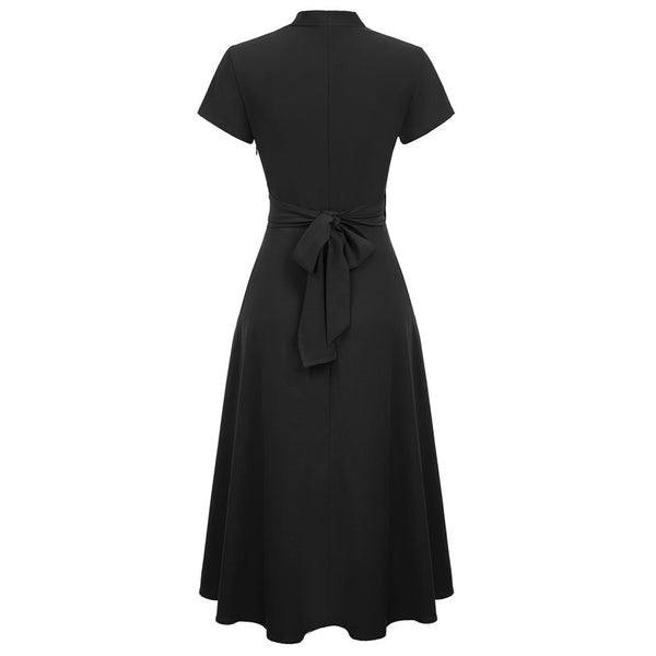 Women's A-Line Wrap Dress with Center Pleat & Pockets