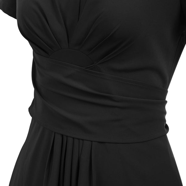 Women's A-Line Wrap Dress with Center Pleat & Pockets