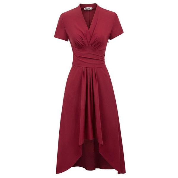 Women's A-Line Wrap Dress with Center Pleat & Pockets