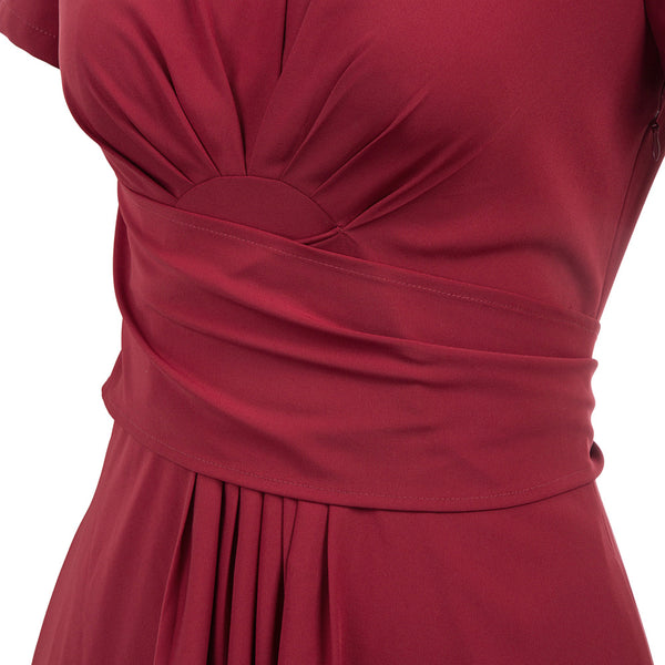 Women's A-Line Wrap Dress with Center Pleat & Pockets