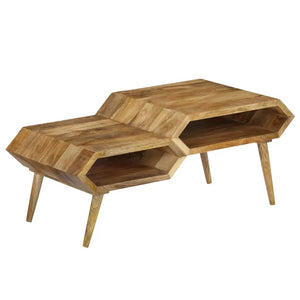 Modern Contemporary Slanted Geometric Wooden Coffee Table