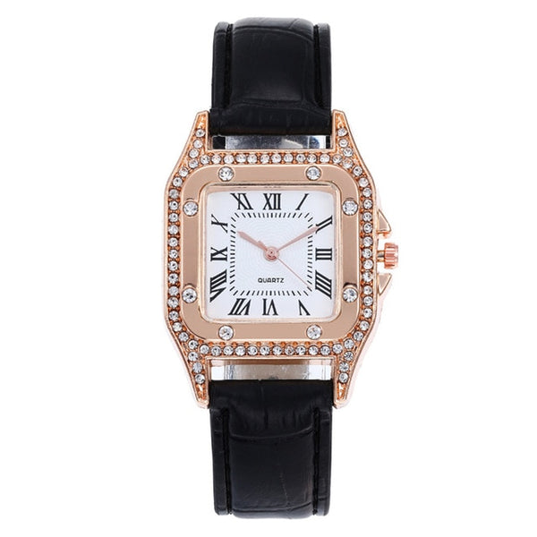 Square Faced Gem Stone Luxury Ladies Watch