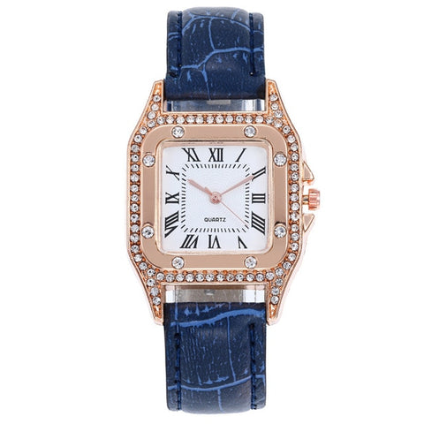 Square Faced Gem Stone Luxury Ladies Watch