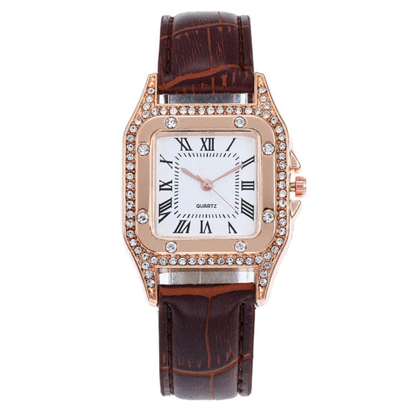 Square Faced Gem Stone Luxury Ladies Watch