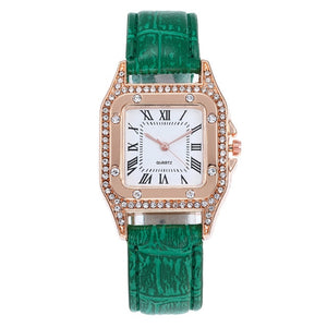 Square Faced Gem Stone Luxury Ladies Watch