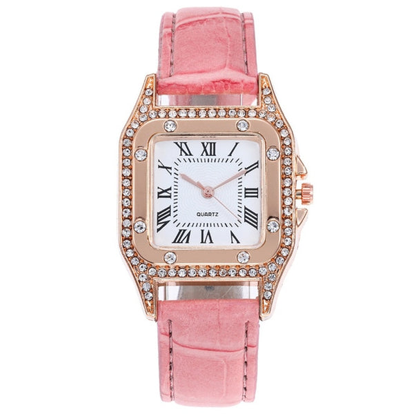 Square Faced Gem Stone Luxury Ladies Watch