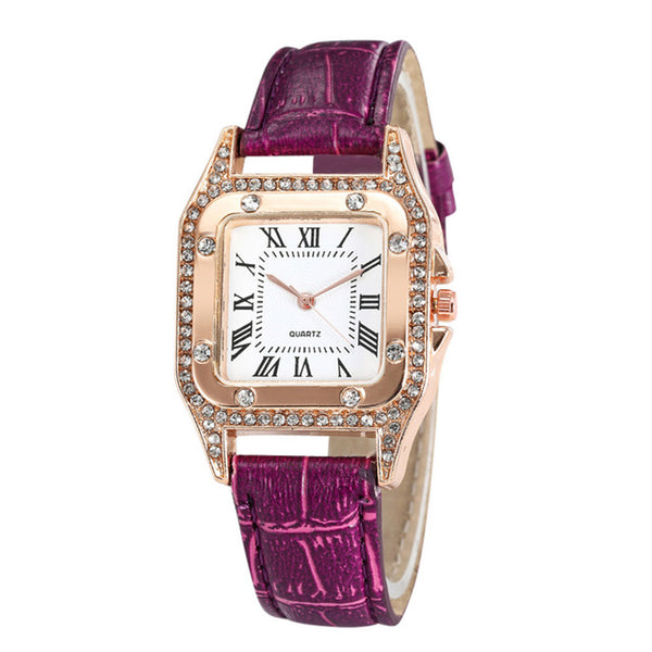 Square Faced Gem Stone Luxury Ladies Watch