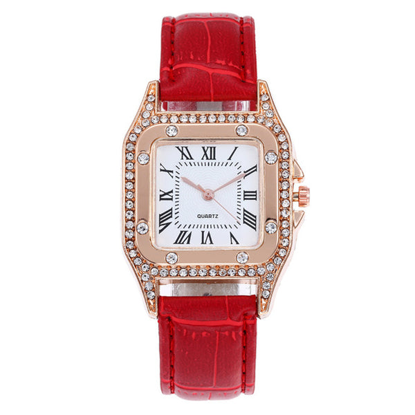 Square Faced Gem Stone Luxury Ladies Watch