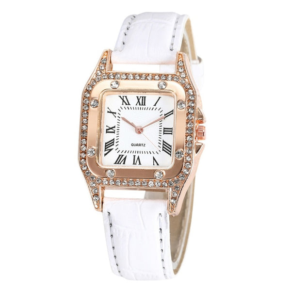 Square Faced Gem Stone Luxury Ladies Watch