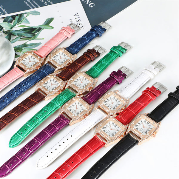 Square Faced Gem Stone Luxury Ladies Watch