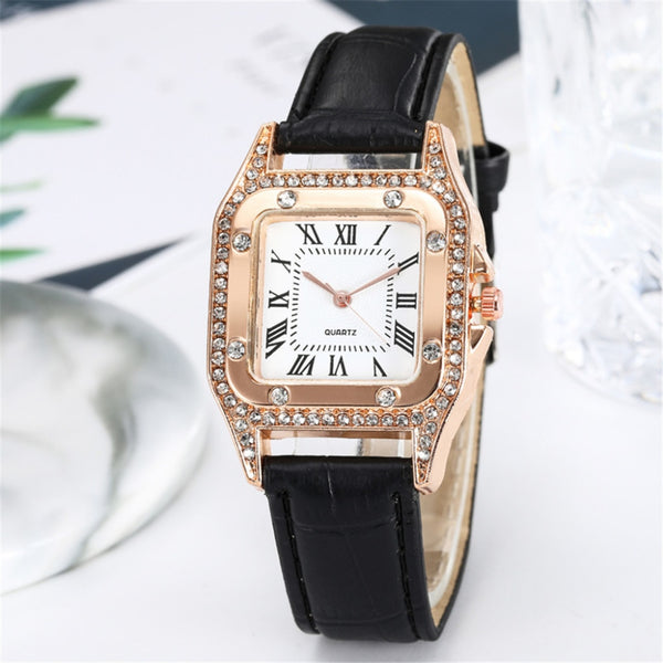 Square Faced Gem Stone Luxury Ladies Watch