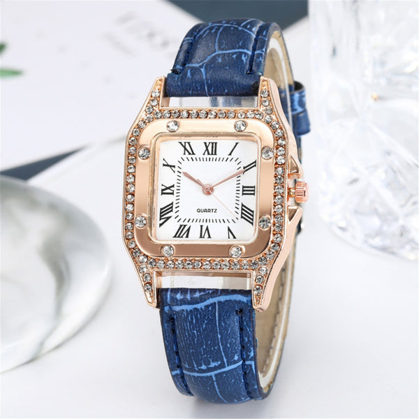 Square Faced Gem Stone Luxury Ladies Watch