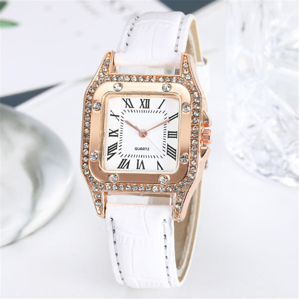 Square Faced Gem Stone Luxury Ladies Watch