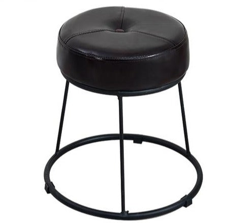 Rustic Industrial Genuine Leather Handmade Living Round Stools