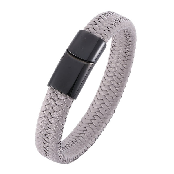 Minimalist Magnetic Clasp Men's Leather Bracelet